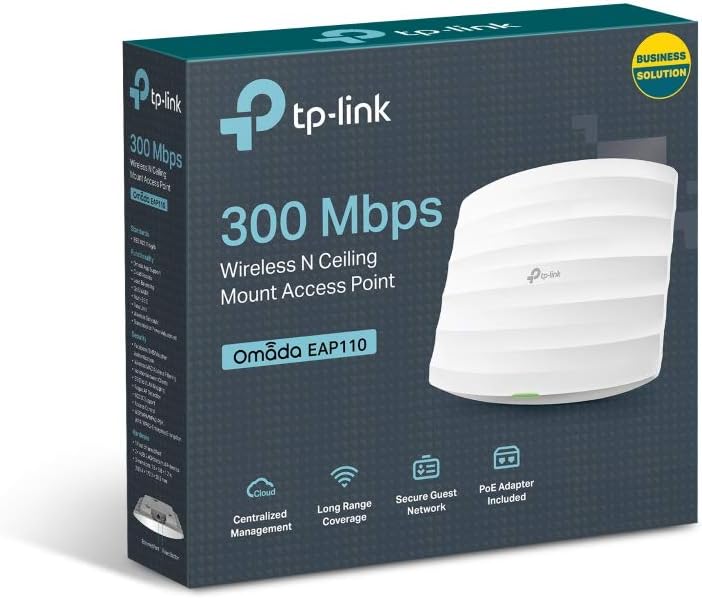 TP-Link EAP110 N300 WLAN Access Point (300Mbit/s 2,4GHz mit 2*2-MIMO,unterstützt passives PoE, gross