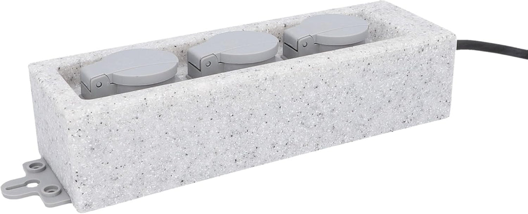 UNITEC Steckdosenverteiler für den Garten in Steinoptik, Gartensteckdose, Aussensteckdose, IP 44, 3