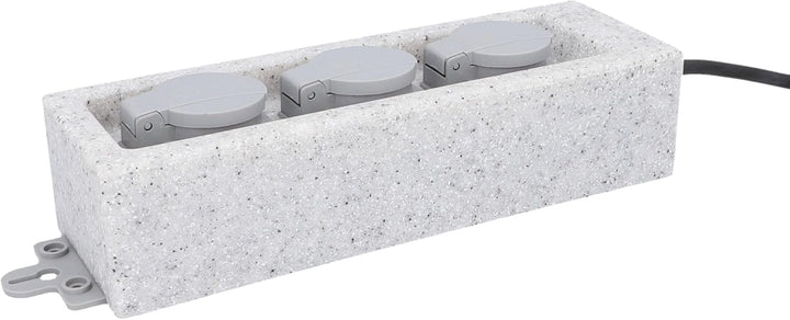UNITEC Steckdosenverteiler für den Garten in Steinoptik, Gartensteckdose, Aussensteckdose, IP 44, 3