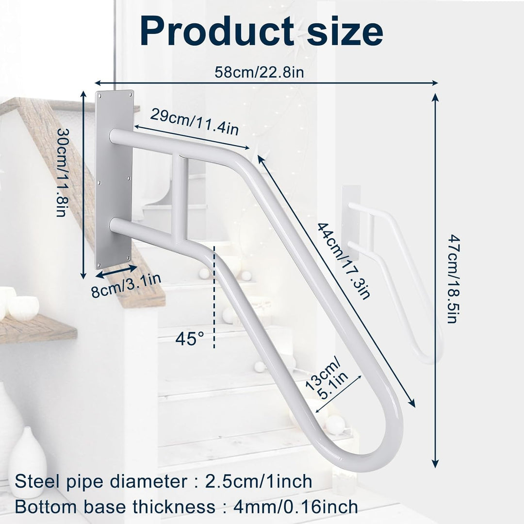 Treppe Handläufe, Edelstahl Treppengeländer Handlauf mit Beschlägen für 1-5 Stufen, Hochbelastbare H