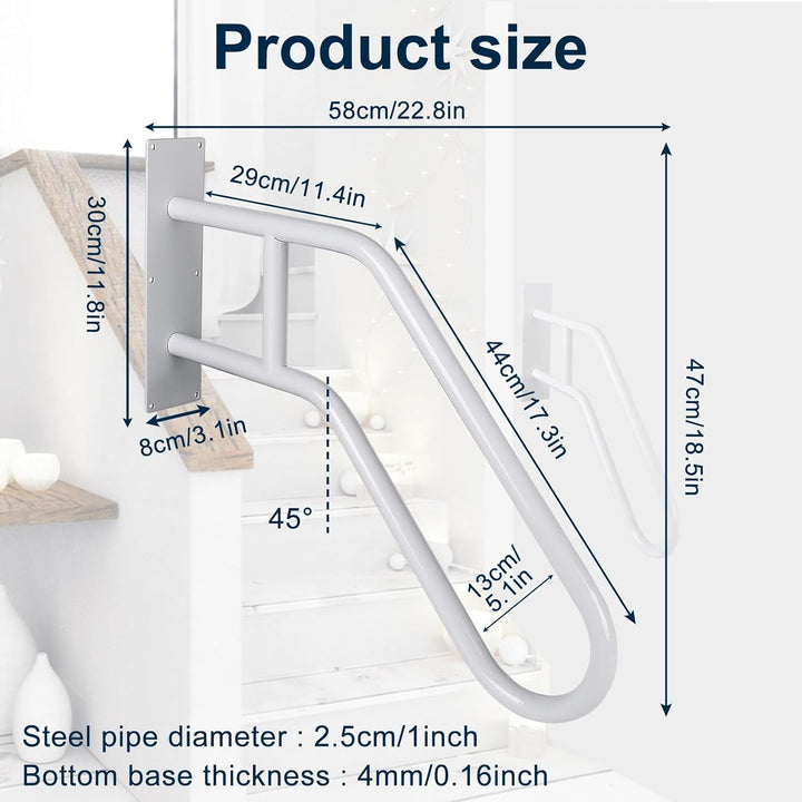 Treppe Handläufe, Edelstahl Treppengeländer Handlauf mit Beschlägen für 1-5 Stufen, Hochbelastbare H