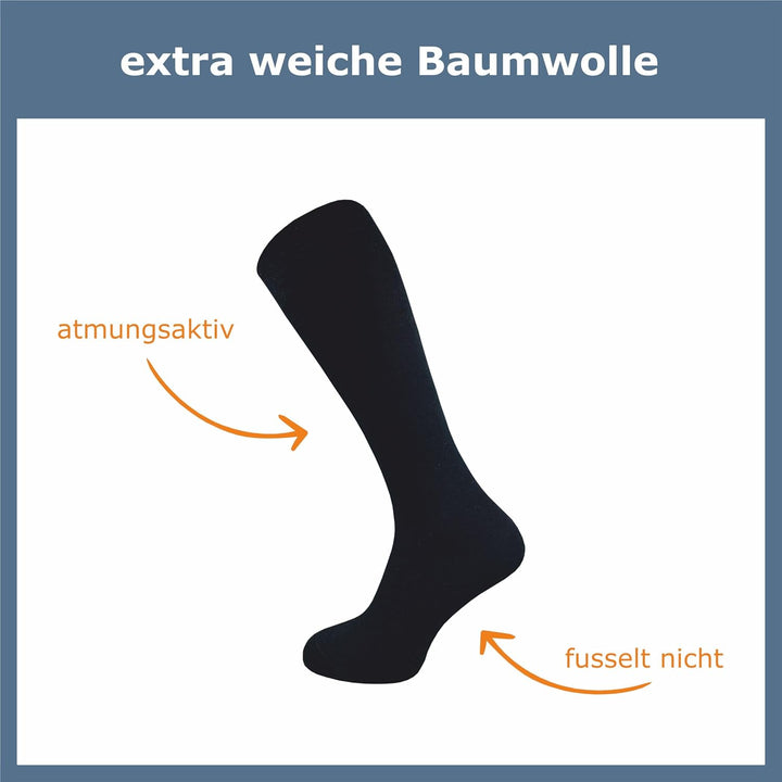 GAWILO Damen & Herren Kniestrümpfe (4 Paar) lange Socken mit Komfortbund aus 80% Baumwolle | kein Ve