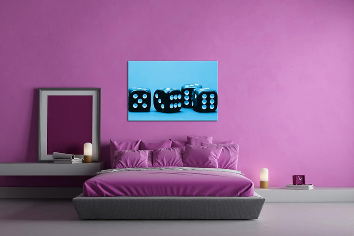 deyoli quadratische pinke Spielwürfel Format 80x60 Effekt: Monocrome Blau als Leinwandbild, Motiv fe
