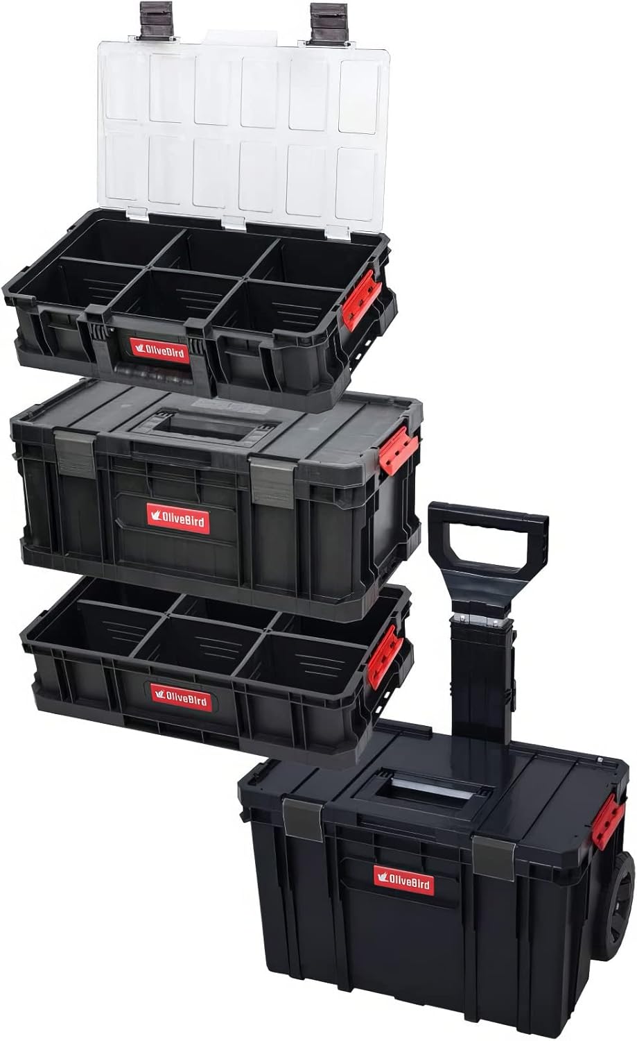 OliveBird 4 In 1 XL Sortimentskasten Werkstattwagen Rollbox Werkzeugkoffer Mobile Werkstatt Werkstat