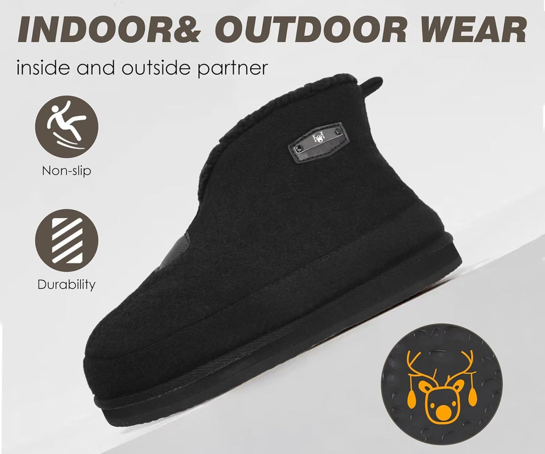 KuaiLu Hausschuhe Boots Herren Winter Filz Hausstiefel Warm Plüsch Flauschige Fell Hüttenschuhe Kusc