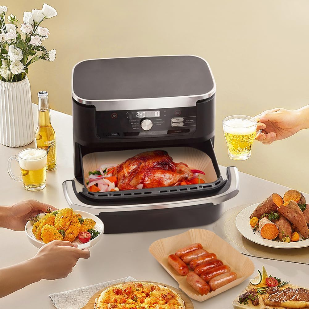 BYKITCHEN 150pcs Airfryer Backpapier für Ninja Flex Drawer Dual Zone AF500EU 10,4L Heissluftfritteus