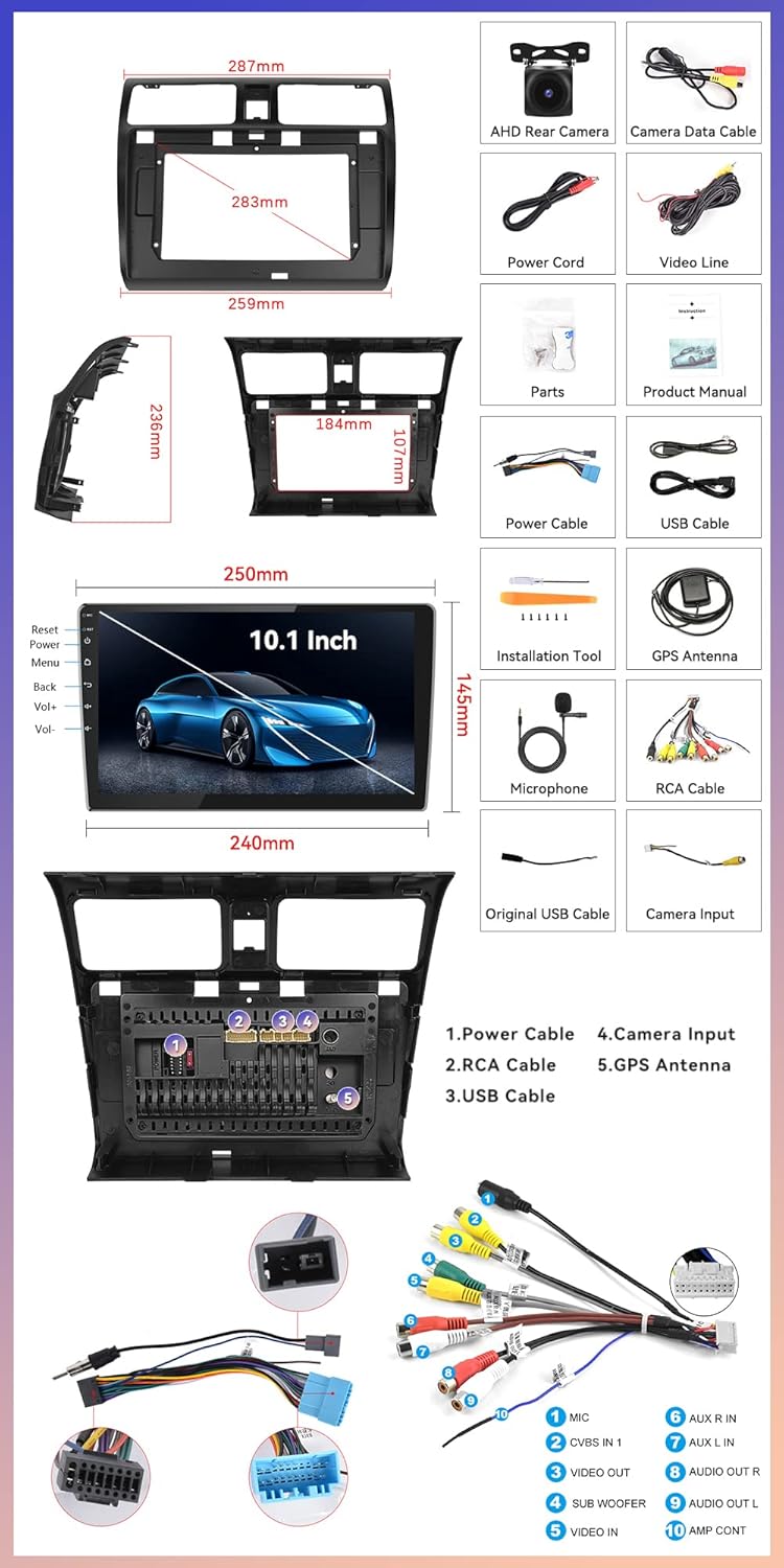 CAMECHO Android 13 Autoradio für Suzuki Swift(2003-2010), Wireless Carplay Wireless Android Auto, 10