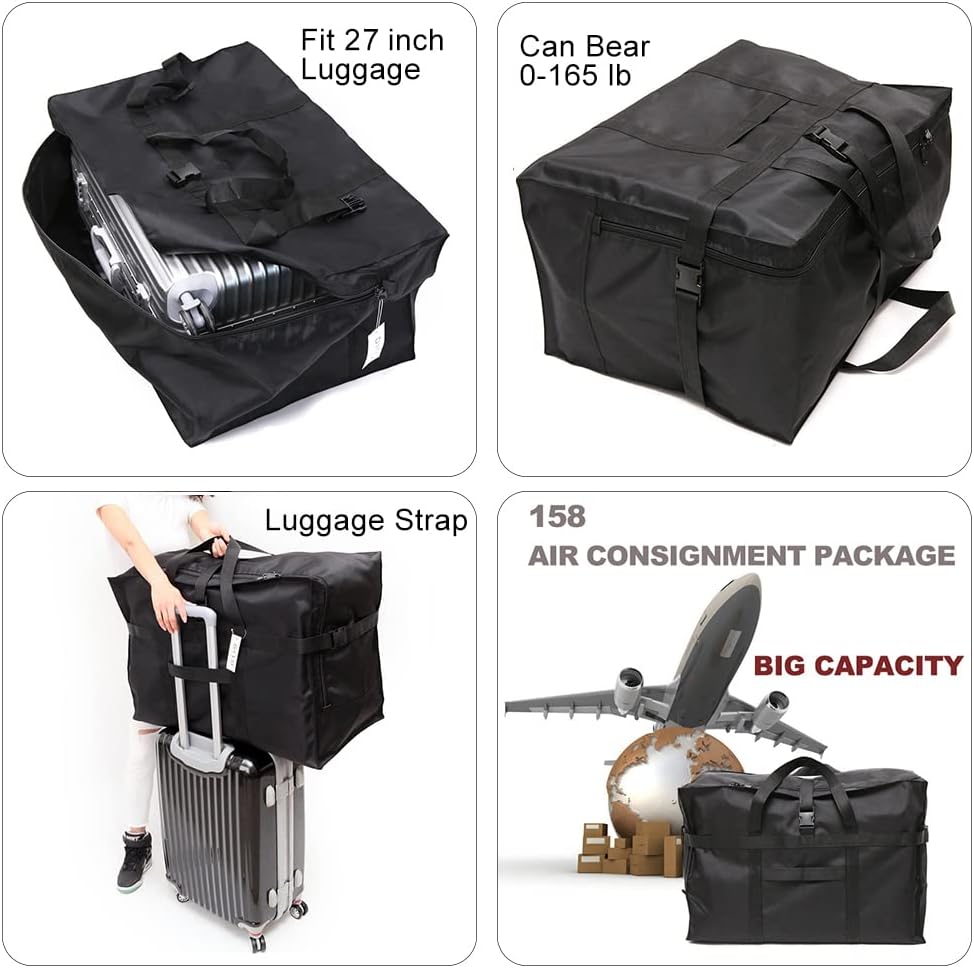 Reisetasche Extra Gross, Faltbare 900d Oxford Heavy-Duty Duffle Bag für Urlaub, Camping, Umzug, Zelt