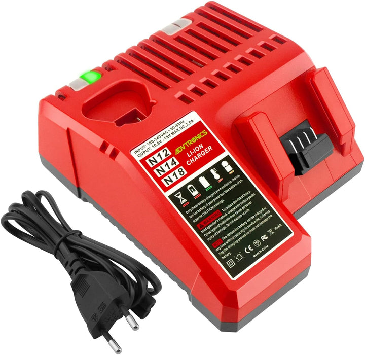ADVTRONICS 3A 12V-18V Ersatz Ladegerät Kompatibel mit Milwaukee 12V-18V M18 M12 Akku 48-59-1806 48-5
