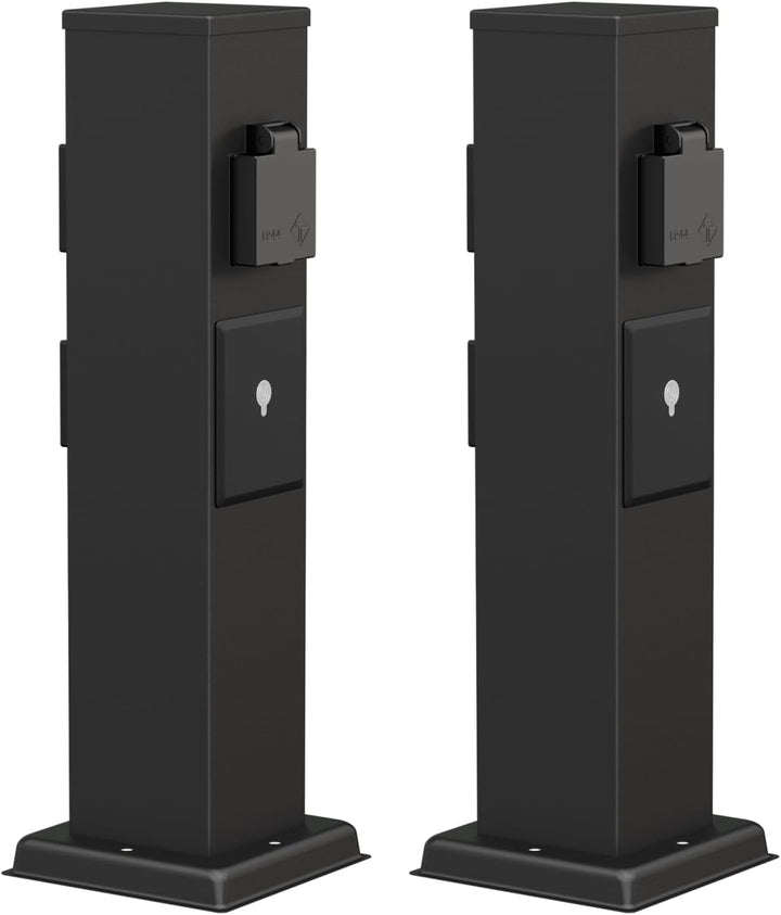 ledscom.de 2X Garten Steckdosensäule Polly für aussen, IP44, Smart Home, WLAN, Alexa, 3-Fach, schwar