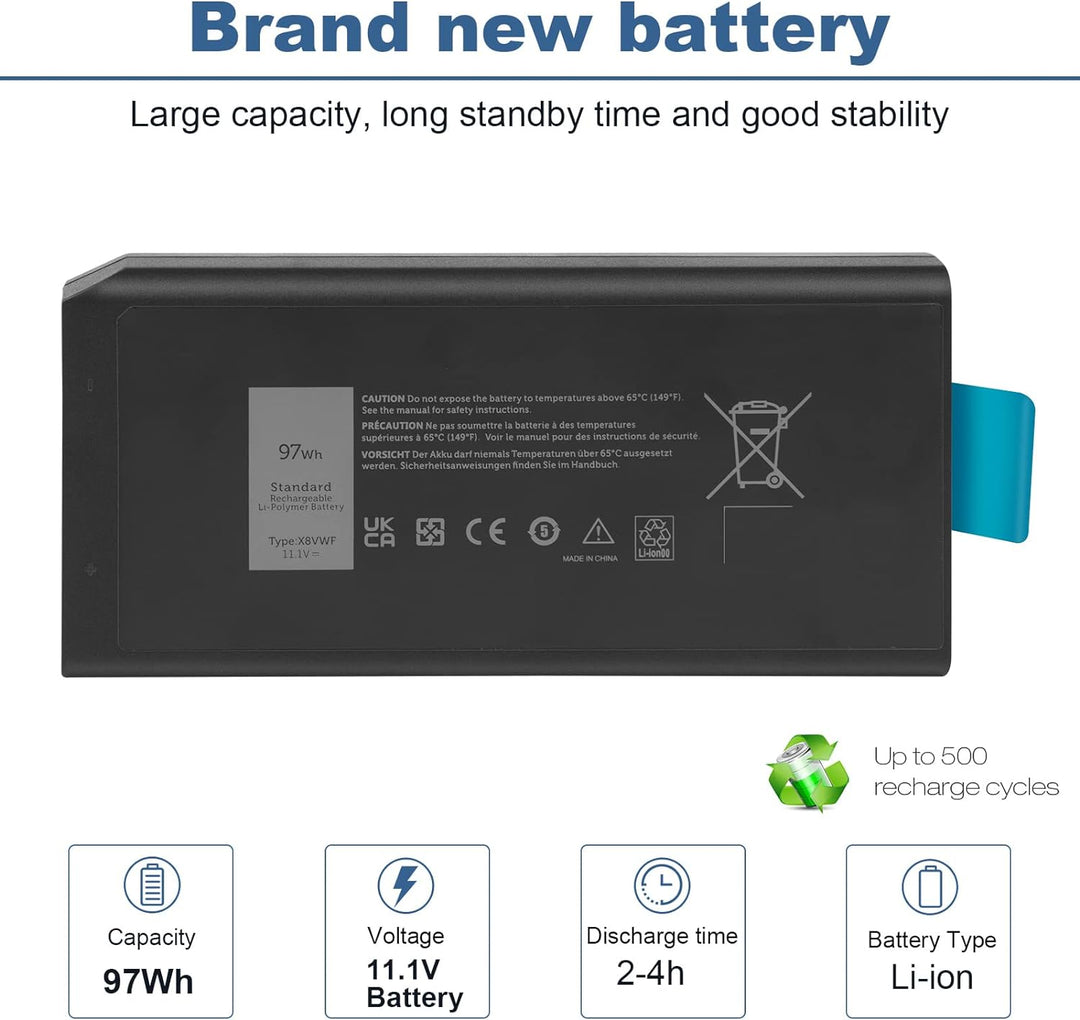 ASUNCELL 97Wh X8VWF Laptop Akku für Dell Latitude 14 Rugged 5404 5414 E5404 Rugged Extreme 7404 7414