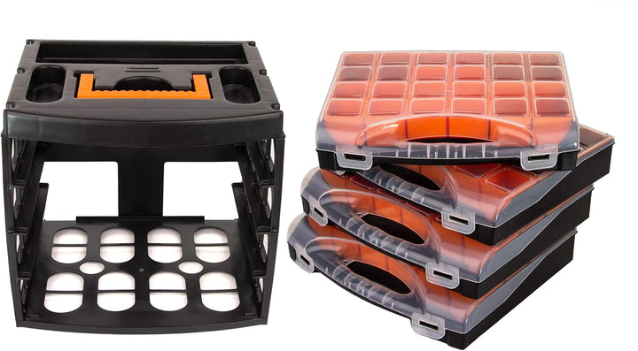 BigDean Sortierkasten Werkzeugkoffer mit 4 herausnehmbaren Schubladen - Sortierkästen Sortierkoffer
