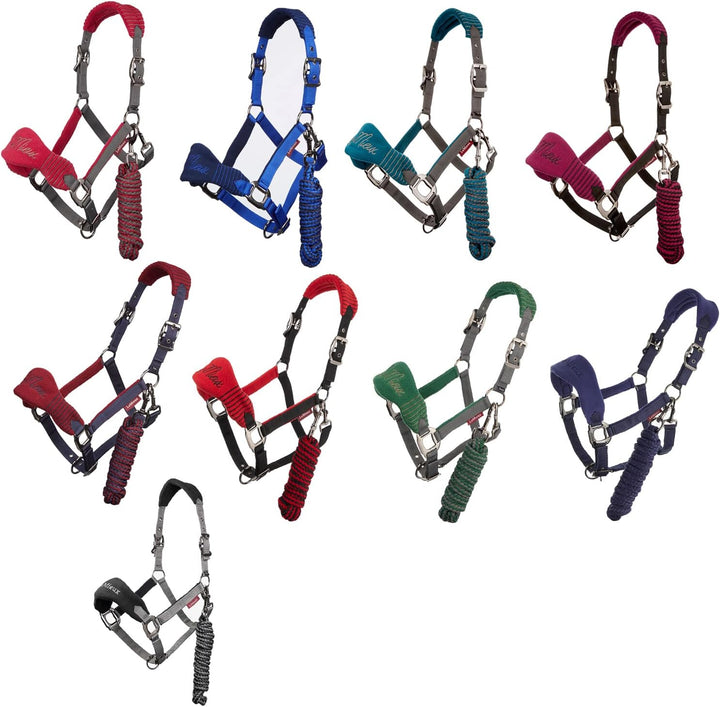 LeMieux Vogue Fleece Headcollar and Leadrope Halfter Volle Grösse schwarz / grau, Volle Grösse schwa
