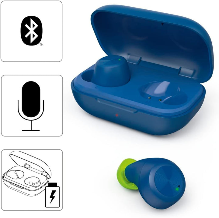 Hama Bluetooth Kopfhörer Spirit Chop IPX4 (True Wireless In Ear blau, kabellos, mit USB C Ladebox) d