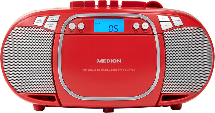 MEDION E66476 Stereo Sound System (Boombox, CD-Player, MP3, Kassette, tragbarer Kassettenspieler für