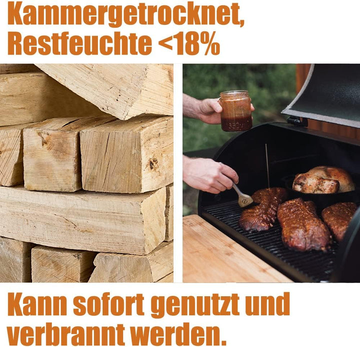 Kingpower Buche Smoker Holz Räucherholz Brennholz 30 kg Buchenholz ohne Rinde 25 cm Kaminholz Smoke
