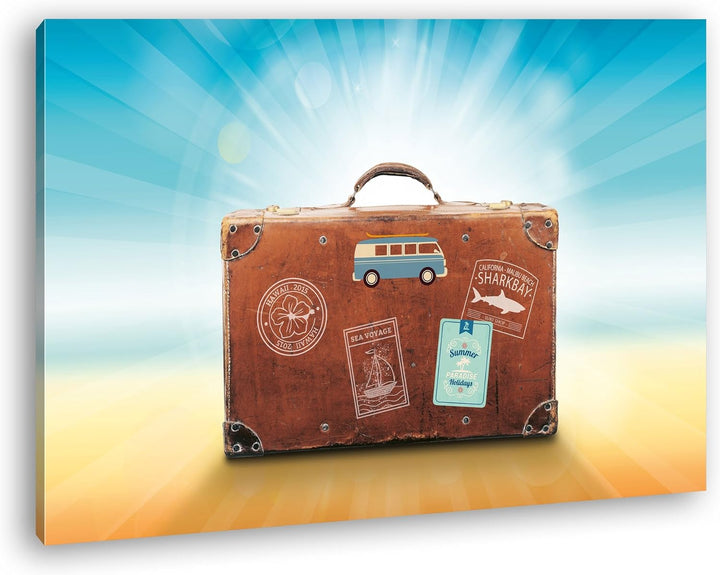 deyoli Reisekoffer aus Leder Format: 80x60 als Leinwandbild, Motiv fertig gerahmt auf Echtholzrahmen