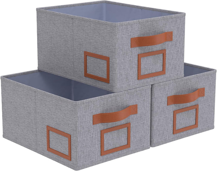 OUTBROS 3 Stück Aufbewahrungsboxen Stoff, Faltbare Aufbewahrungskiste Organizer mit Griff, Gross Auf