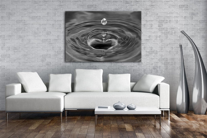 deyoli Wassertropfen schlagen Wellen Effekt: Schwarz/Weiss Format: 60x40 als Leinwandbild, Motiv fer