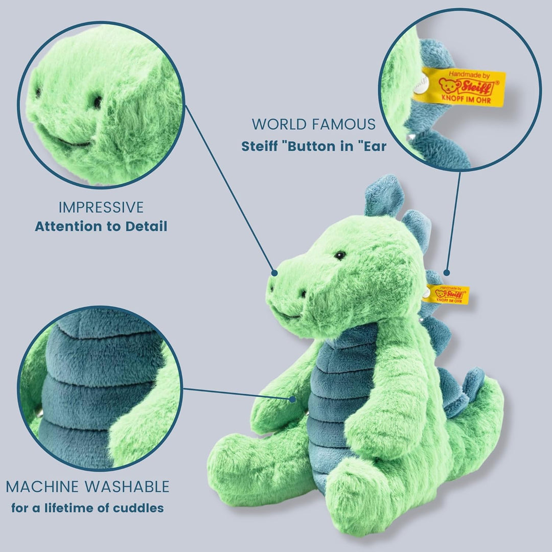 Steiff Plüschtier Spott Stegosaurus grün-Petrol 28 cm, Kuscheltier Dinosaurier, Soft Cuddly Friends,