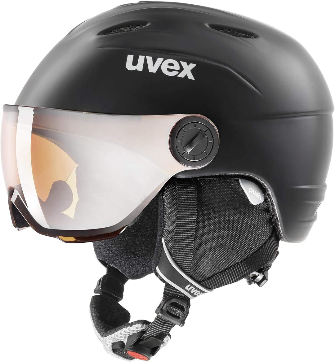 Uvex Kinder Junior Visor Pro Skihelm 52-54 cm Schwarz, 52-54 cm Schwarz