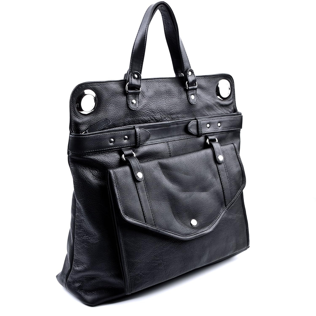 BACCINI Wickeltasche WENDY aus Premium Leder I Baby-Tasche XL gross für Damen I Schultertasche schwa