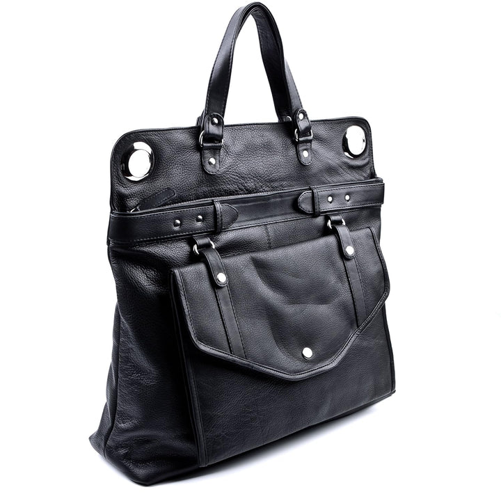 BACCINI Wickeltasche WENDY aus Premium Leder I Baby-Tasche XL gross für Damen I Schultertasche schwa