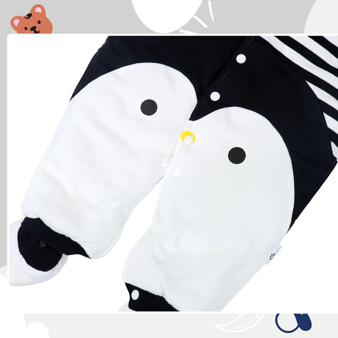 Baby Overall Mit Kapuze Footies Strampler Schneeanzüge Karikatur Jumpsuit Unisex Winter Kleidungsset
