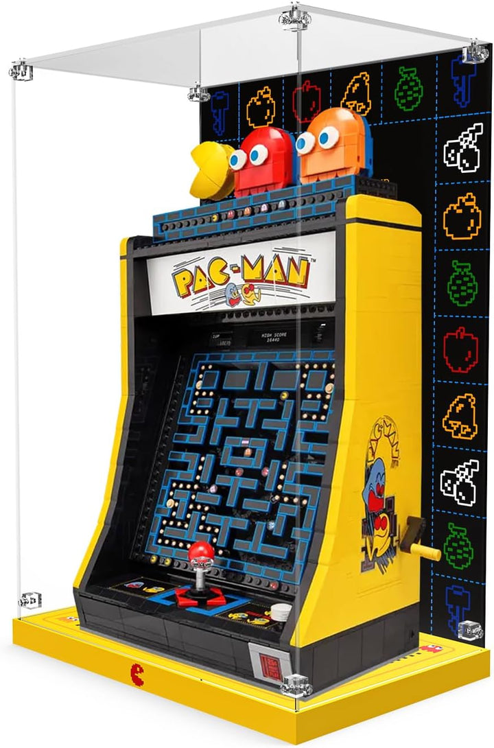 cooldac Acryl Vitrine Box für Lego-10323 Icons PAC-Man Spielautomat Bausteine Modell, staubdicht Tra