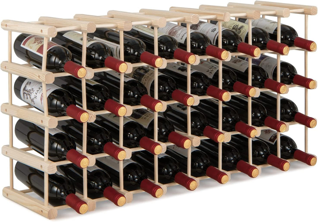 COSTWAY Weinregal Holz, Flaschenständer für 36 Flaschen, Weinständer frei kombinierbar, Flaschenhalt