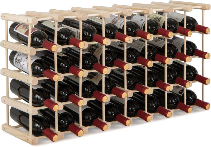 COSTWAY Weinregal Holz, Flaschenständer für 36 Flaschen, Weinständer frei kombinierbar, Flaschenhalt