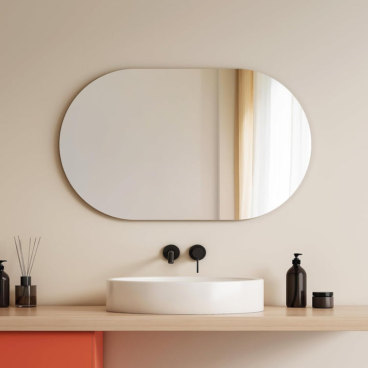 EMKE Ovaler Wandspiegel 40x70cm Rahmenloser badspiegel oval Explosionsgeschützte Spiegel Dekorative