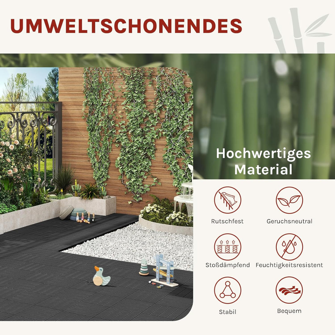 WOLTU GTF001an WPC Terrassenfliesen Terrassendielen Fliese in Holzoptik Bodenbelag mit klicksystem A