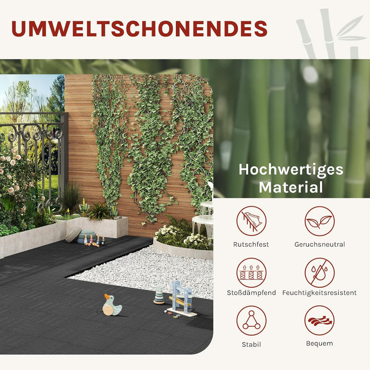 WOLTU GTF001an WPC Terrassenfliesen Terrassendielen Fliese in Holzoptik Bodenbelag mit klicksystem A