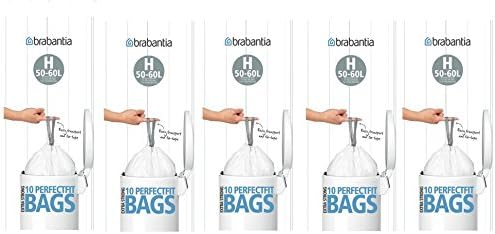 5 x Brabantia 10 Stück extra stark passgenau H-Grösse 50–60l Abfall Müllbeutel