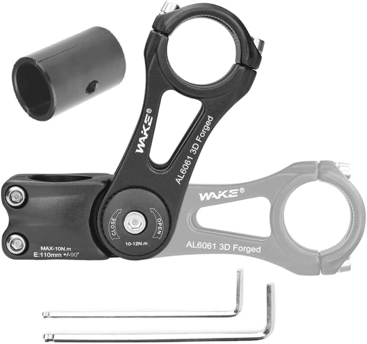 BESNIN Einstellbarer Fahrradstiel 0-90 Grad Universal 25.4mm 31.8mm für Lenker 110mm/145mm Vorbau, E