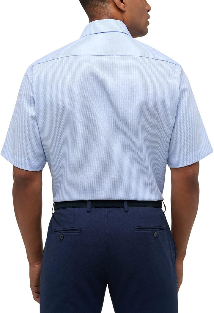 ETERNA Herren strukturiertes Baumwoll-Kurzarmhemd Comfort FIT 40 Hellblau, 40 Hellblau