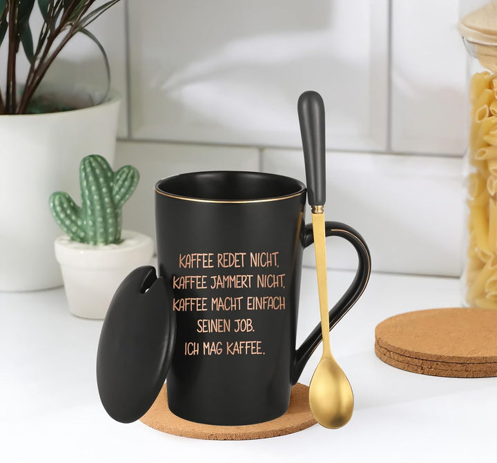 Diztoud Kaffeetasse Geschenk, Kaffee Geschenk, lustig Tasse mit spruch Kaffee macht einfach seinen J