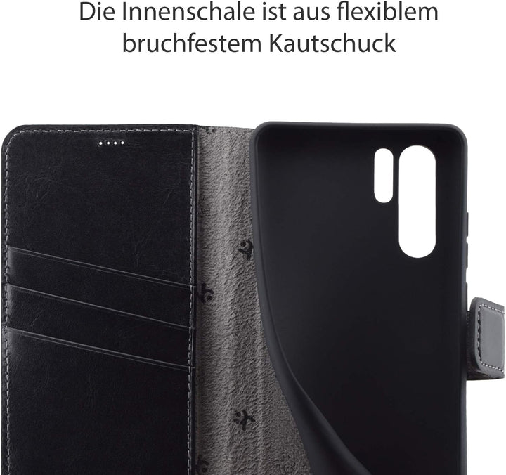 Suncase Book-Style kompatibel mit Huawei P30 PRO Hülle (Slim-Fit) Leder Tasche Handytasche Schutzhül