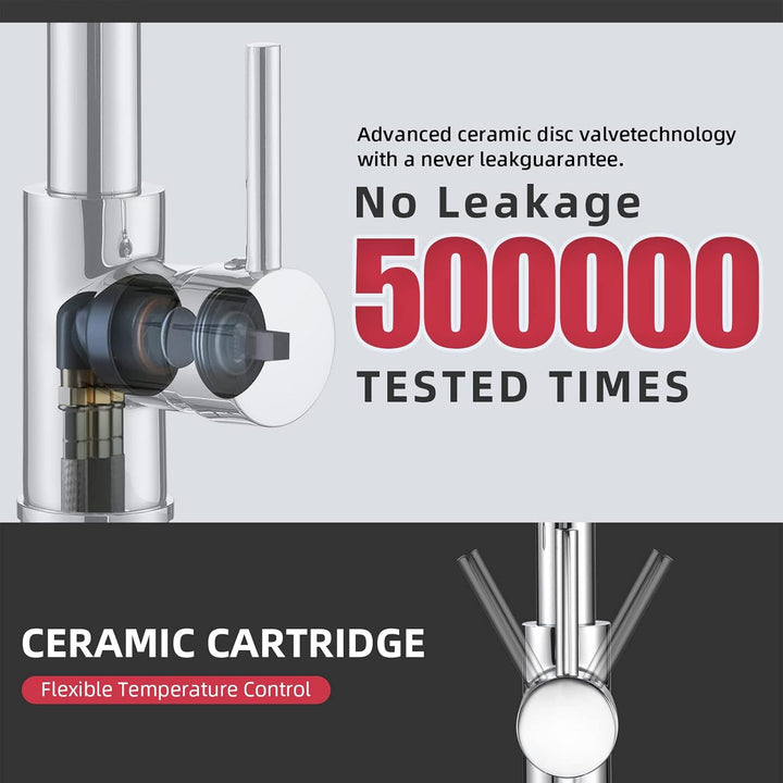 Cobbe Wasserhahn Küche, Spring Küchenarmatur mit Pull Down Sprüher Brause, 2 Sprühfunktionen, 360° D