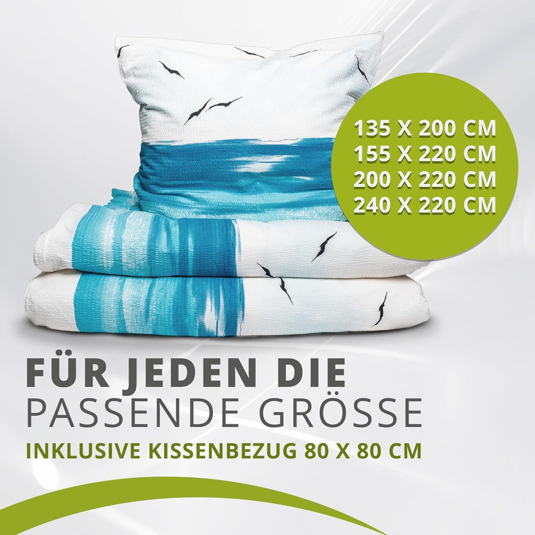 Traumschlaf • Seersucker Bettwäsche Set • Bügelfrei• luftig leichte Sommer-Bettwäsche im Maritimen L