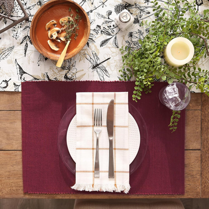 DII Basic Everyday Gerippte Tischset-Set, 100% Baumwolle, 33 x 48 cm, Scheunenrot, 6-teilig Rot (Bar