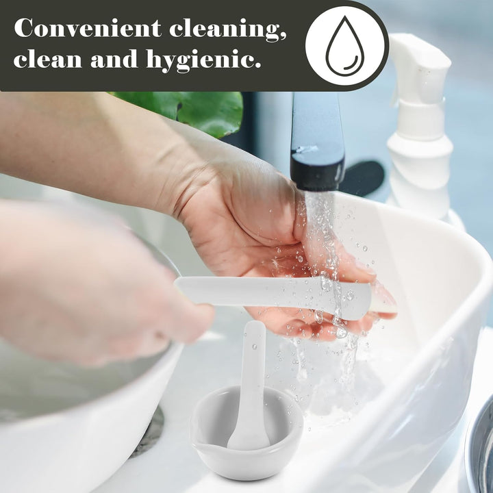 VILLCASE 2 Sets/4 Stück kleiner Porzellanmörser Stössel Set Keramik Kleine Kräuterschale Pesto Pulve