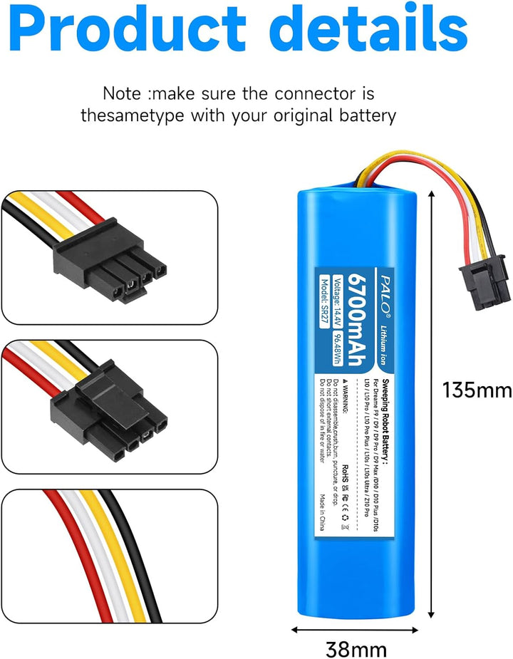 6700mah Ersatz akkus für Staubsauger Li-ion für Xiaomi Mi Roboter S5 S50 S55 S6 S7, Xiaomi Mijia Rob