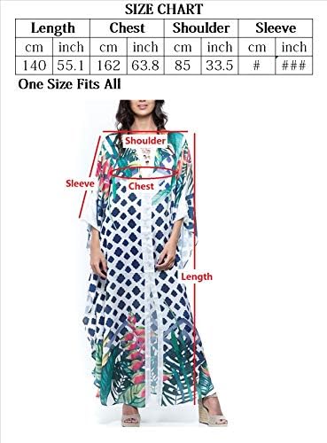 YouKD Damen Sommer Bohemian Lang Kaftan Ethnisches Muster Maxikleid Beach Bikini Cover Ups Sunblocke