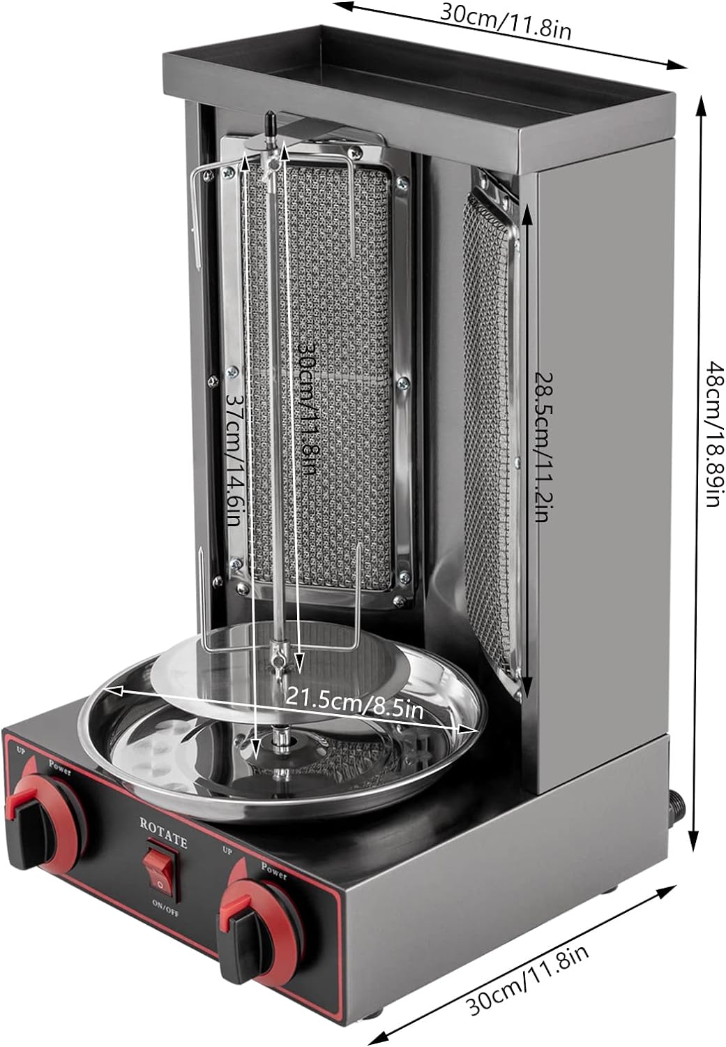 Dönergrill, 3000W Gas-Vertikal Drehspiess Grill, Gyros Grill mit 2 Brennern, Dönergrill für Zuhause,