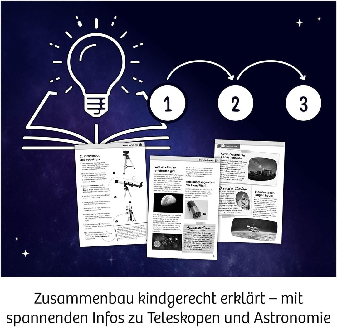 Kosmos 676889 Entdecker-Teleskop, Starter-Set für Einsteiger und Kinder ab 8 Jahre, 2 Okulare für 20