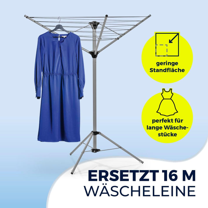 EASYmaxx Wäschespinne, zusammenklappbarer Wäscheständer für innen und aussen | Wetterfest und leicht