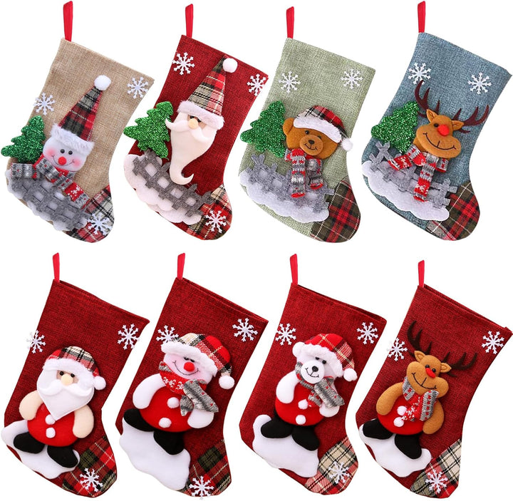 YUTUY Weihnachtsstrumpf Set 8 Stück Set,Gross Nikolausstiefel Nikolausstrümpfe sind Weihnachtsdekora