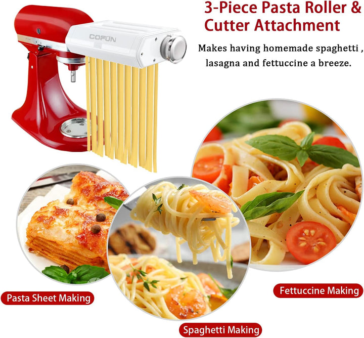 COFUN KitchenAid Nudelaufsatz aus Edelstahl, 3 in 1 Nudelvorsatz für KitchenAid Küchenmaschine, Kitc
